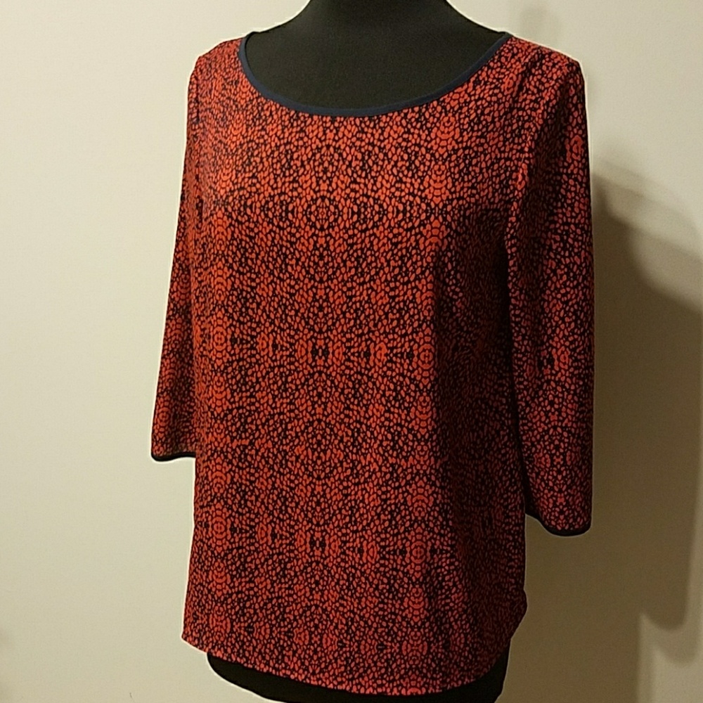 Ann Taylor Red & Blue Relaxed Fit Blouse